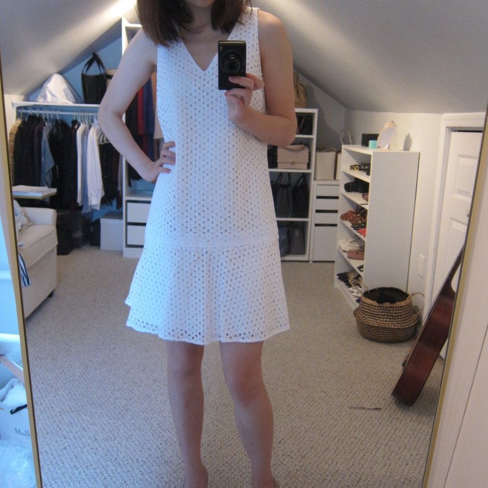 Banana Republic White Eyelet Drop-Waist Dress New